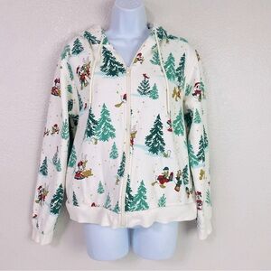 Disney Parks Christmas Mickey And Friends Zip Up Hoodie Size L